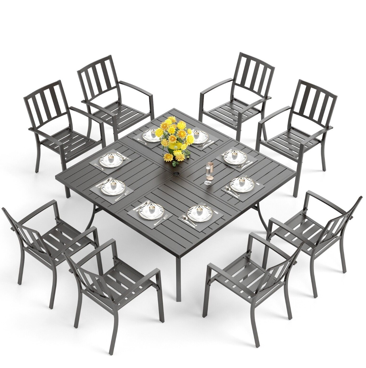 Kids Outdoor Dining Table - 9 Piece Patio Dining Set Outdoor