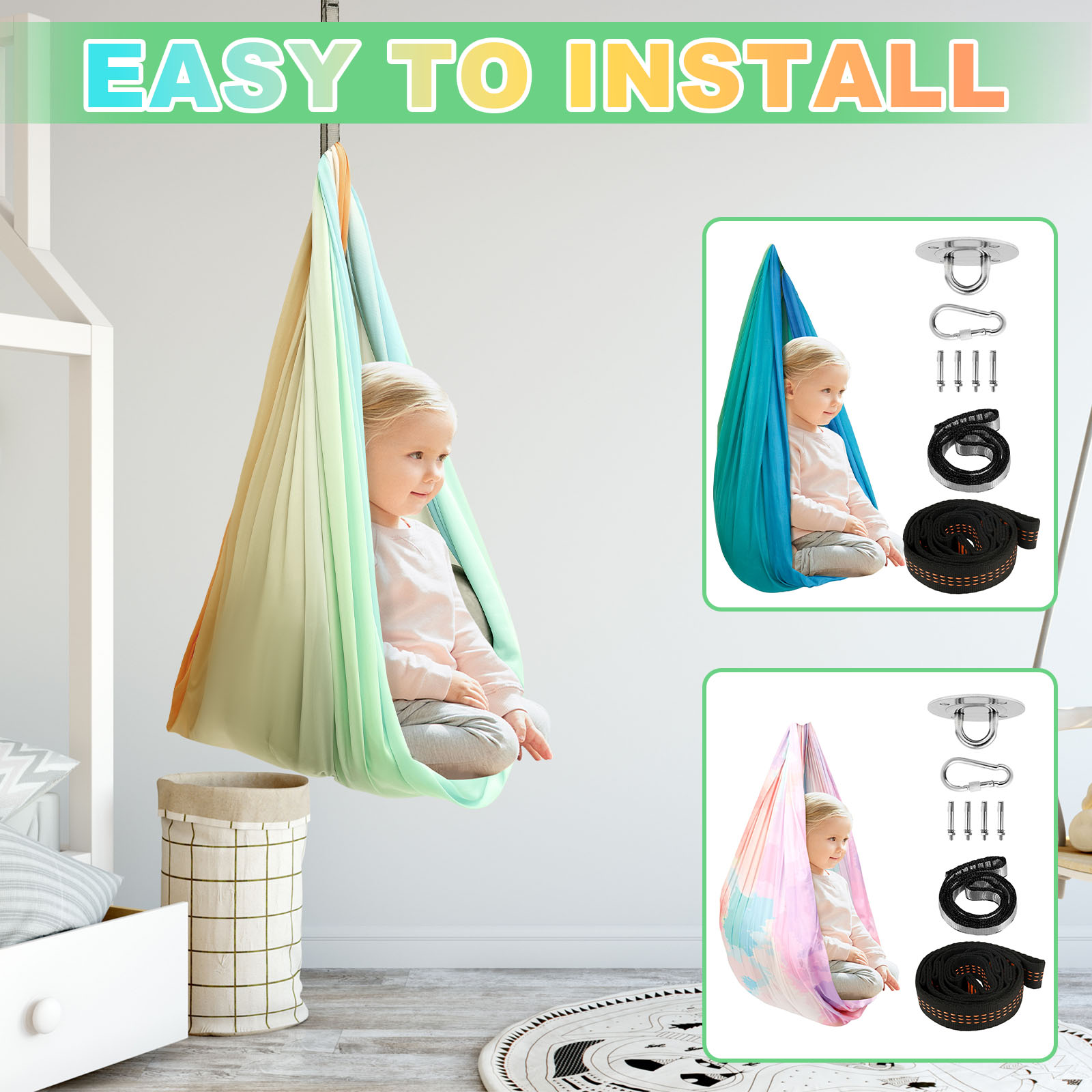 Kids Outdoor Hammock Swing - Sensory Swing Calming Compression Therapy Swing