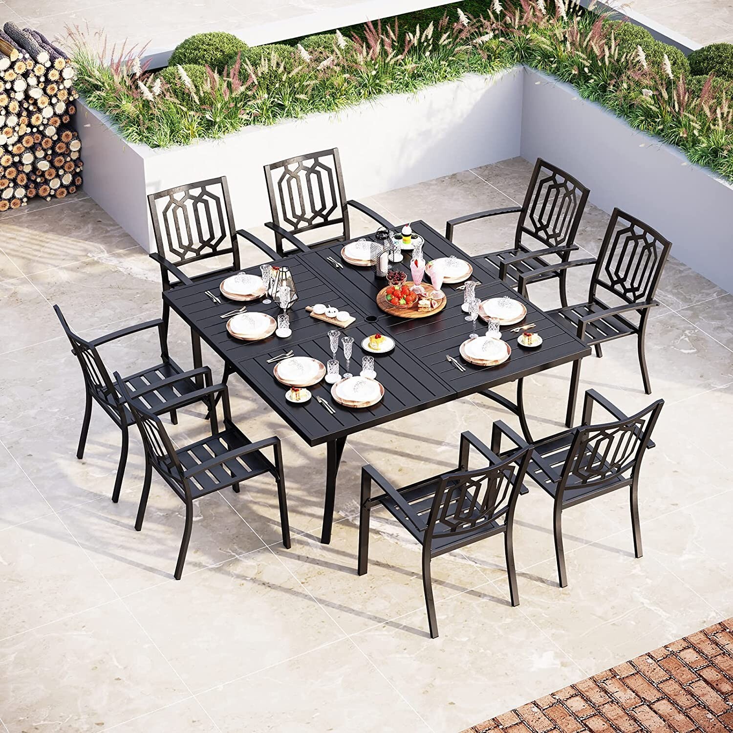 Kids Outdoor Dining Table - 9 Piece Patio Table Set Outdoor