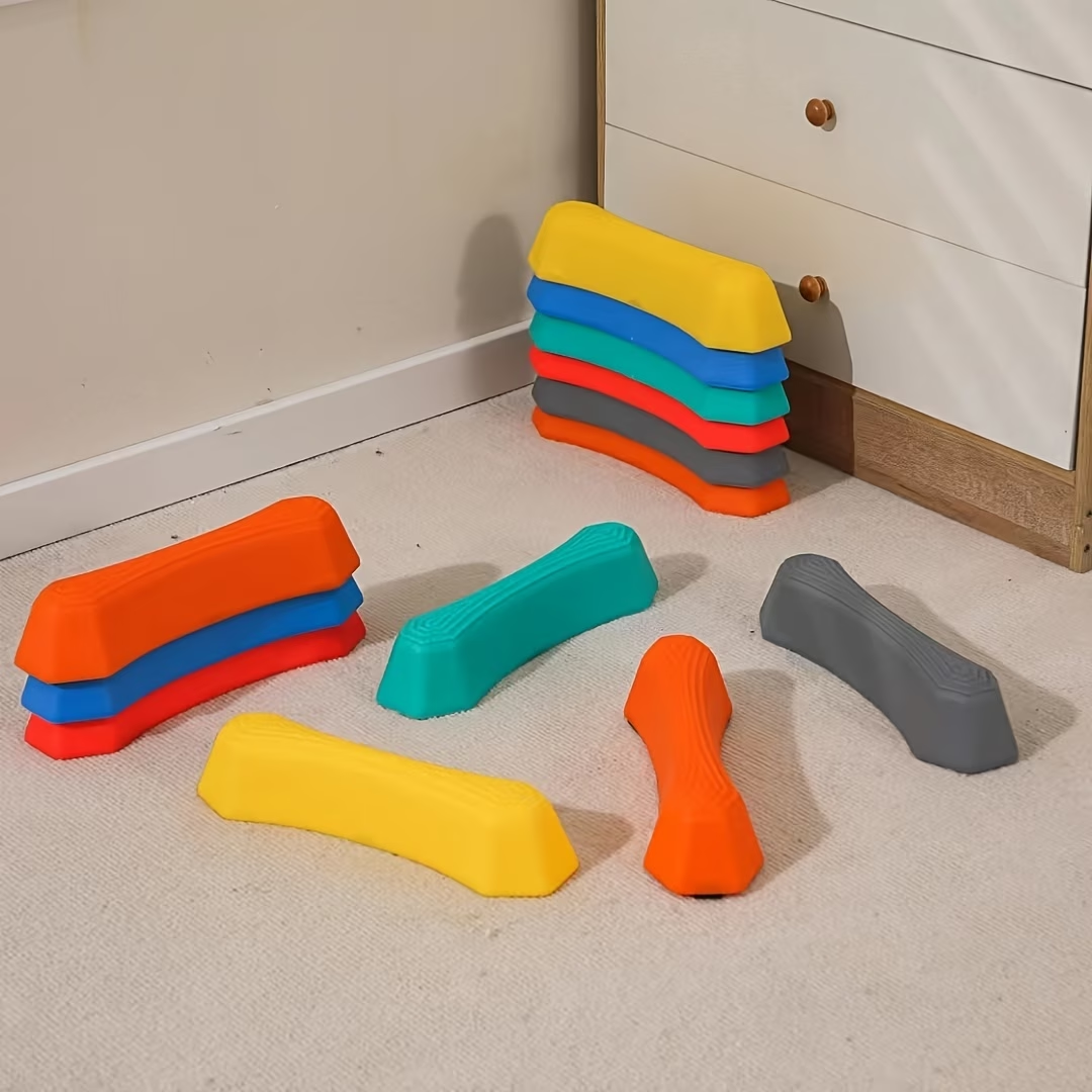 Kids Outdoor Obstacle Course Equipment - 6pcs Stepping Stones Set, Anti-Skidding Balance