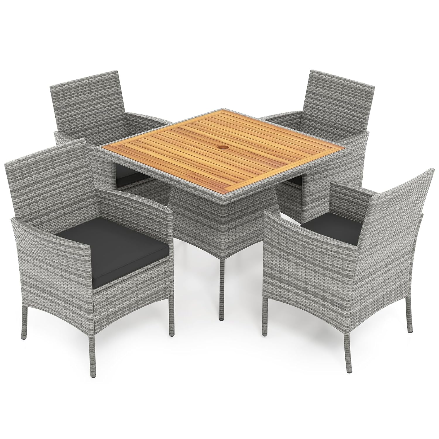 Kids Outdoor Dining Table - 5pc PE Wicker Patio Dining Set