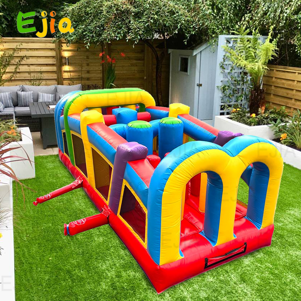 Kids Outdoor Obstacle Course Equipment - Commercial 19.5ft Inflatable Obstacle Course Crossover