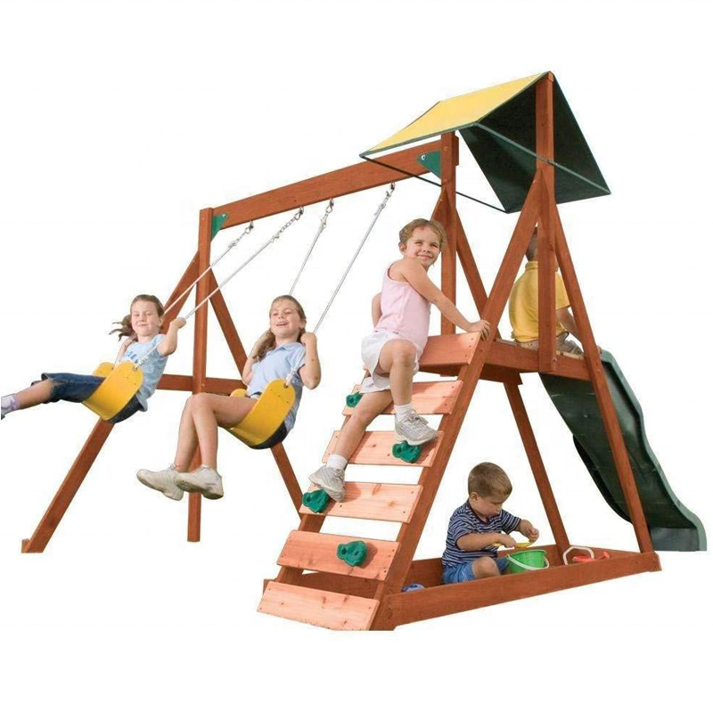 Kids And Children Outdoor Wood - مراجعة Kids Outdoor Swing And Slide وسعره