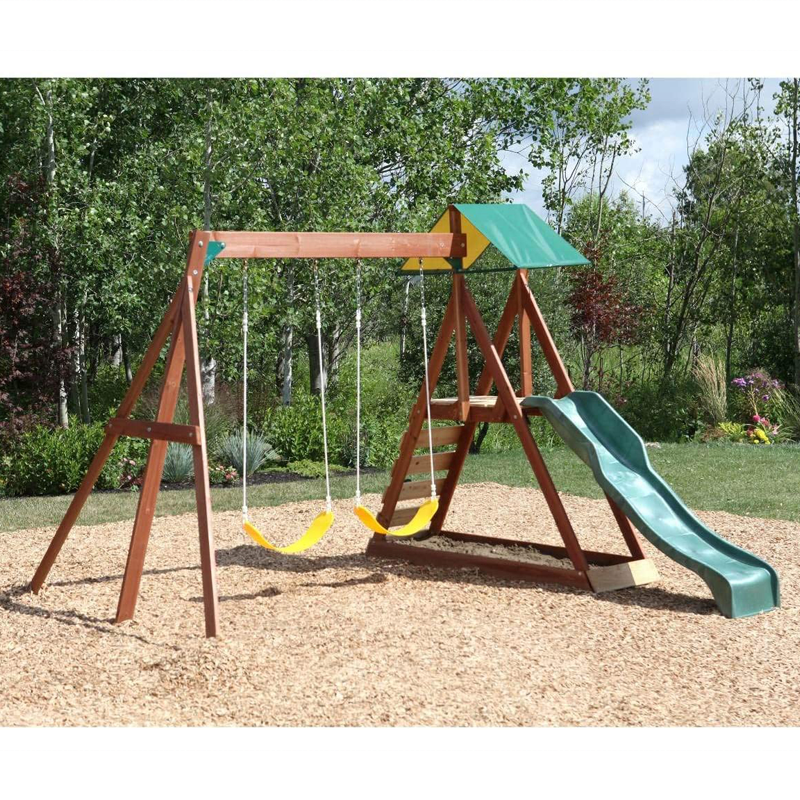Kids And Children Outdoor Wood - مراجعة Kids Outdoor Swing And Slide وسعره