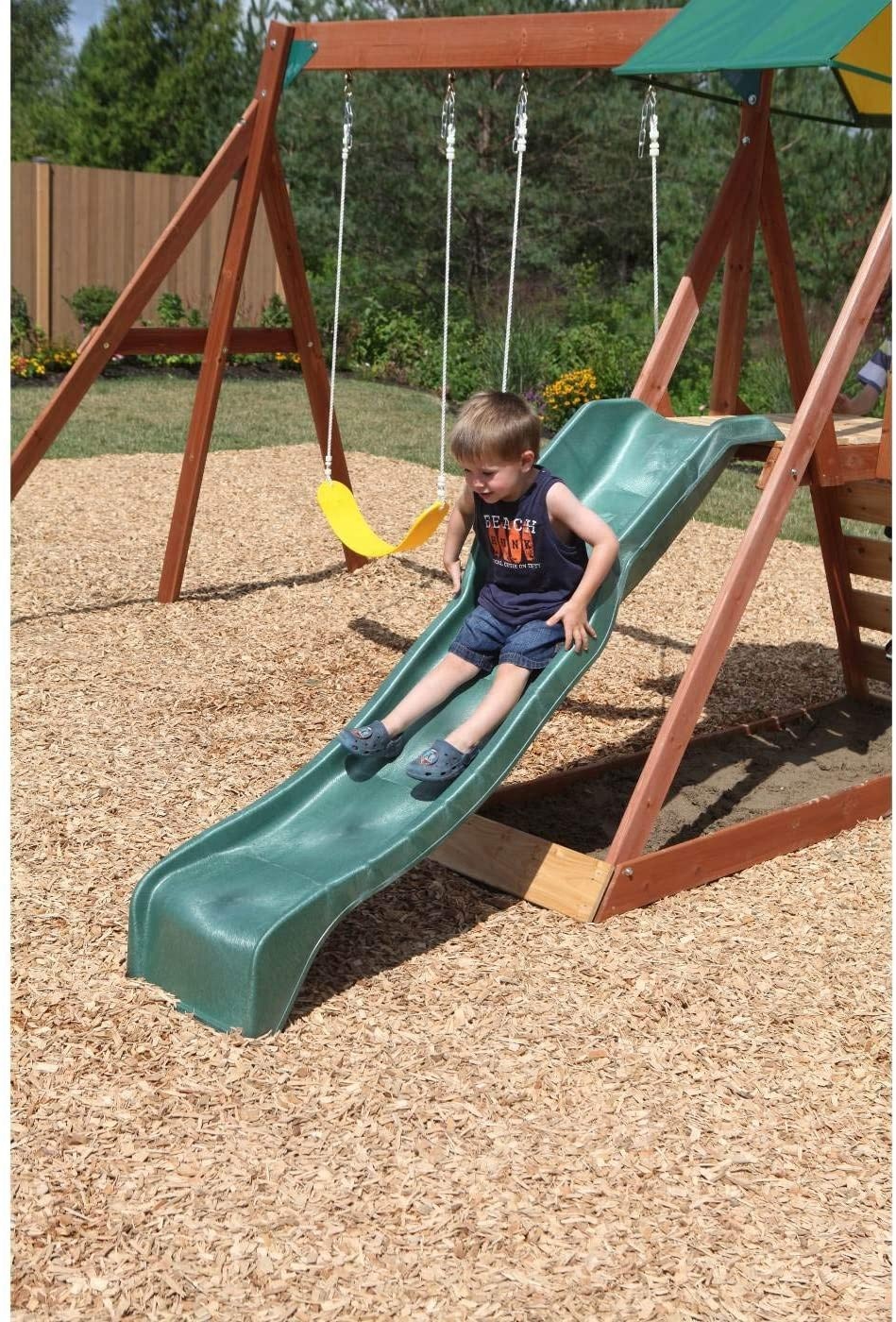 Kids And Children Outdoor Wood - مراجعة Kids Outdoor Swing And Slide وسعره