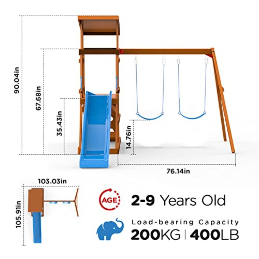 Playground Wooden Swing Sets f - مراجعة Kids Outdoor Swing And Slide وسعره