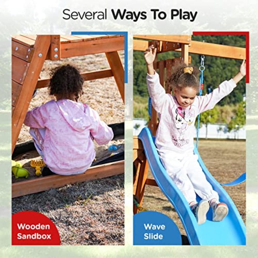 Playground Wooden Swing Sets f - مراجعة Kids Outdoor Swing And Slide وسعره