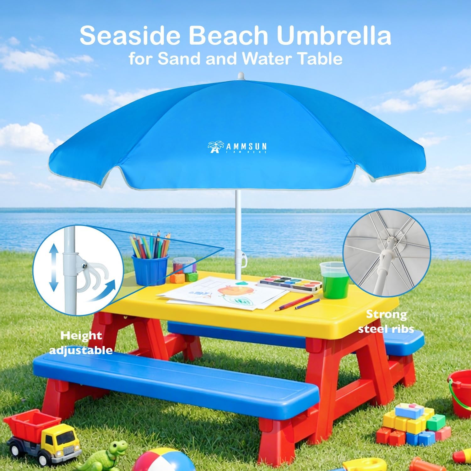5ft Beach Umbrella for Sand an - مراجعة Kids Outdoor Play وسعره