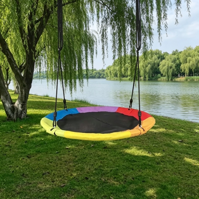 Circular Oxford Net Canvas Kid - مراجعة Kids Outdoor Hammock Swing وسعره