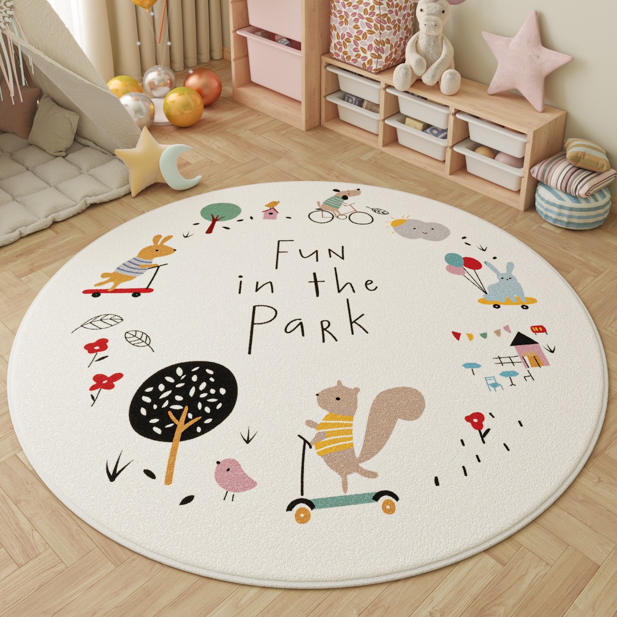 Fun in the Park Kids Round Rug - مراجعة Kids Outdoor Adventure Park وسعره