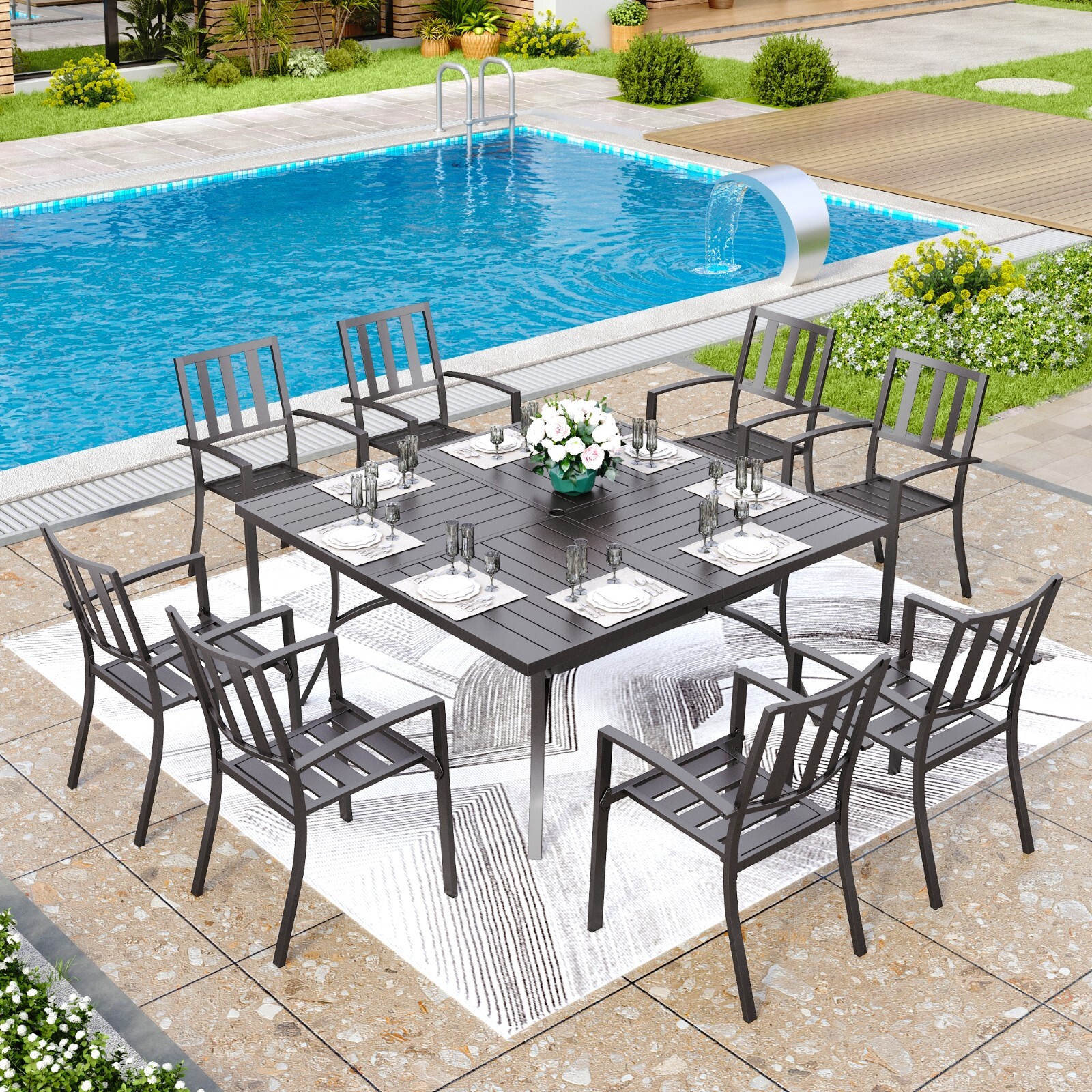 9 Piece Patio Dining Set Outdo - مراجعة Kids Outdoor Dining Table وسعره