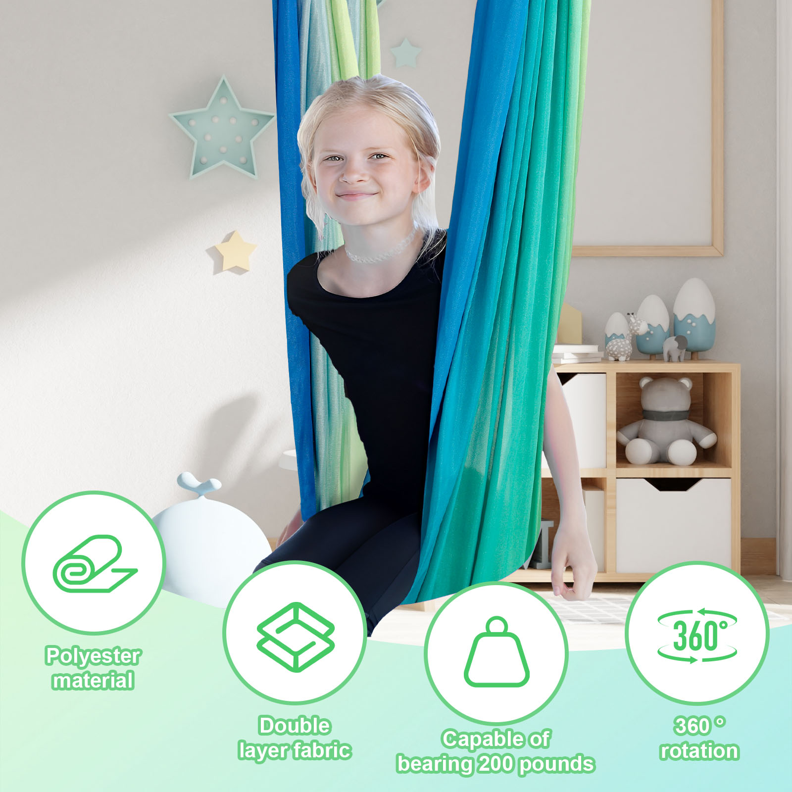 Kids Sensory Swings Double Lay - مراجعة Kids Outdoor Hammock Swing وسعره