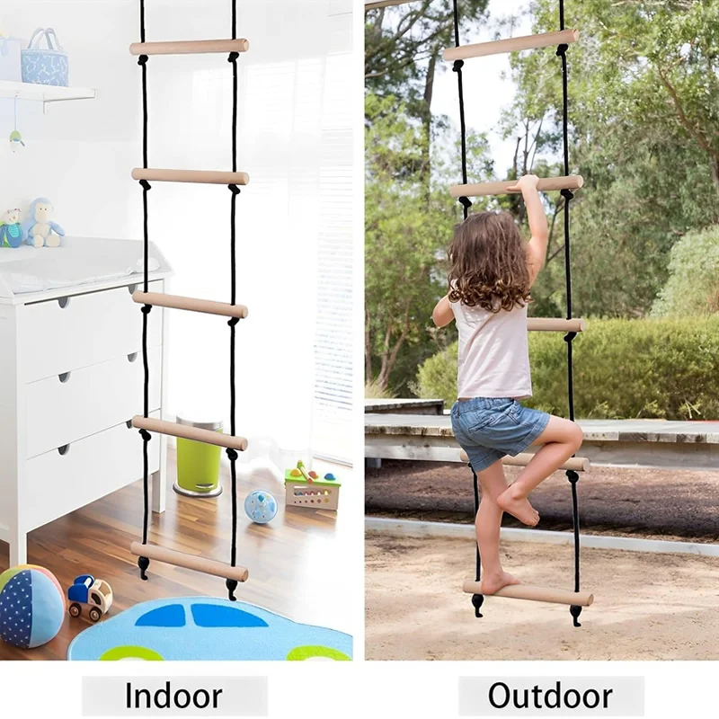 Children Climbing Rope Ladder  - مراجعة Kids Outdoor Swing And Slide وسعره