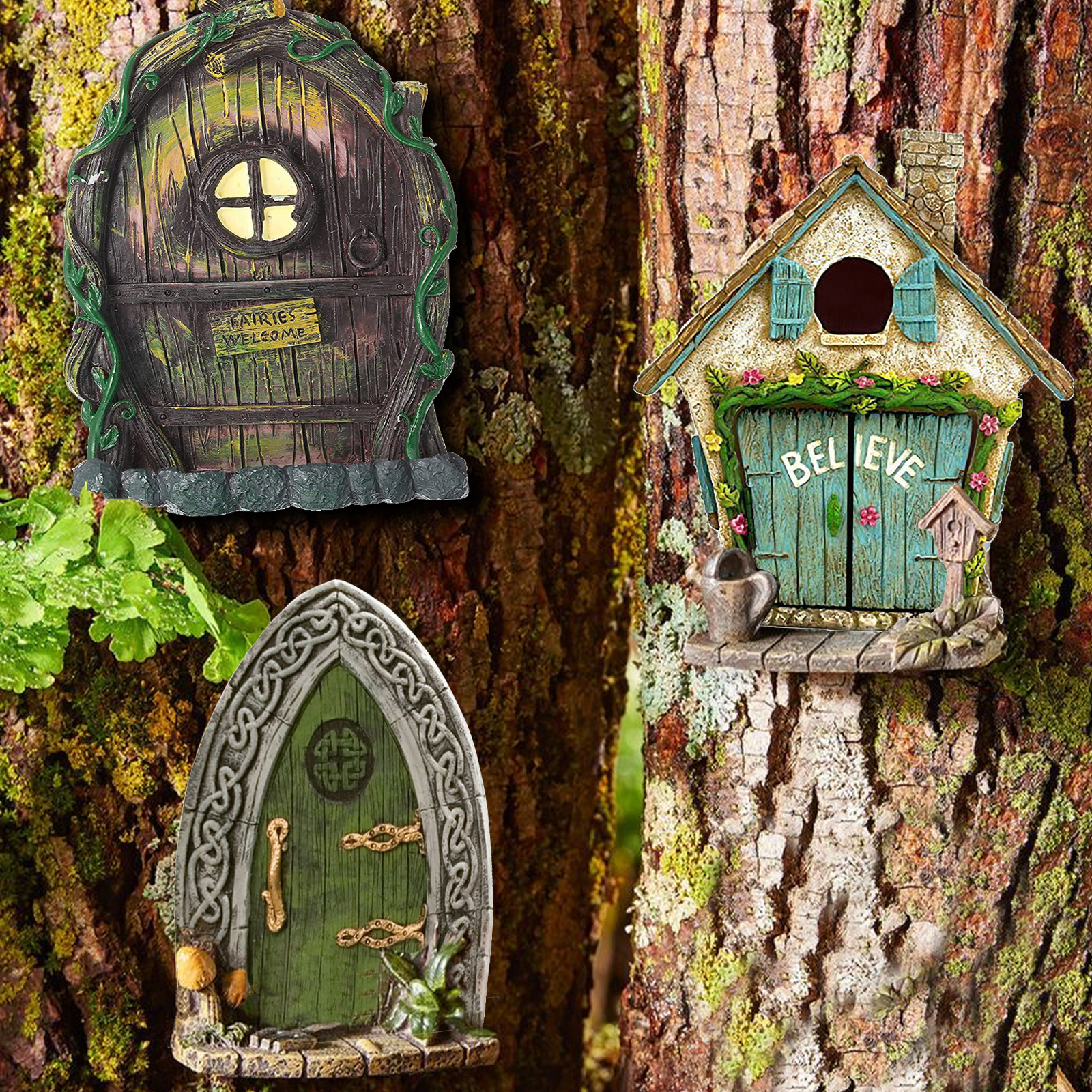Miniature Fairy Doors for Tree - مراجعة Kids Outdoor Fairy Garden وسعره