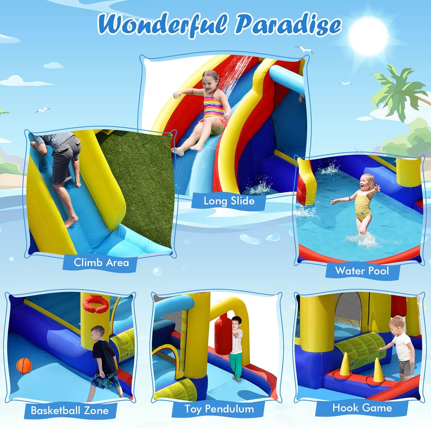 6-in-1 Inflatable Water Park B - مراجعة Kids Outdoor Gifts وسعره