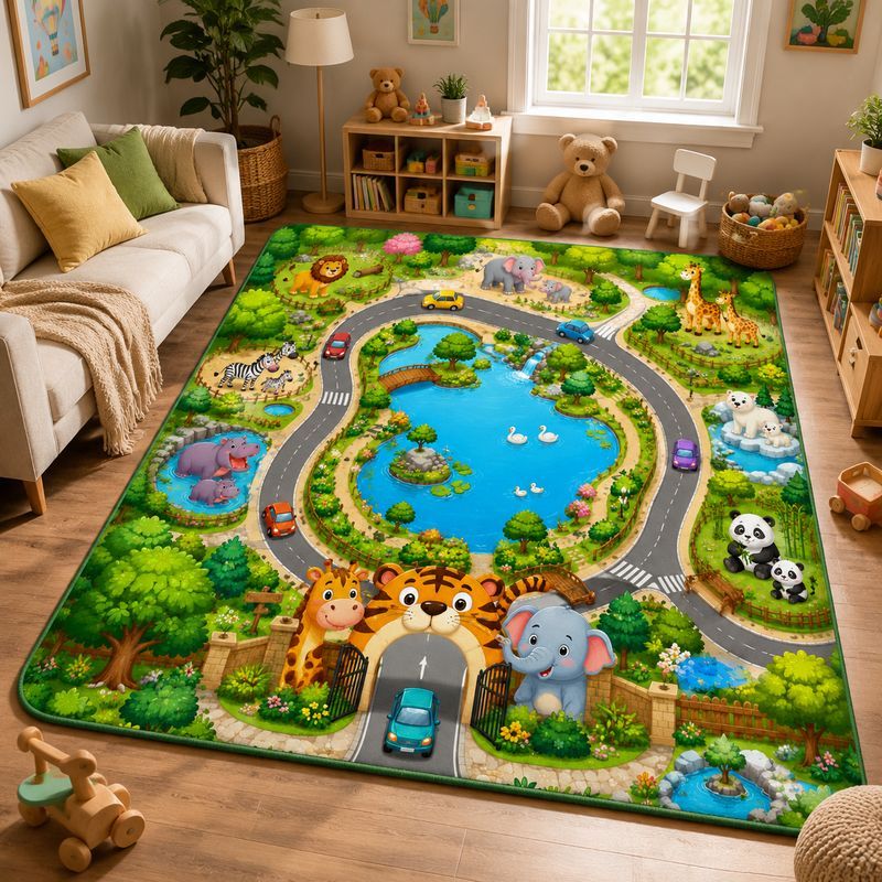 VIKAMA Kids Farm Zoo Play Rug  - مراجعة Kids Outdoor Zoo وسعره