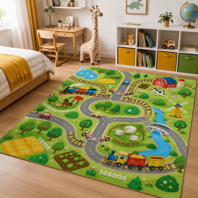 VIKAMA Kids Farm Zoo Play Rug  - مراجعة Kids Outdoor Zoo وسعره
