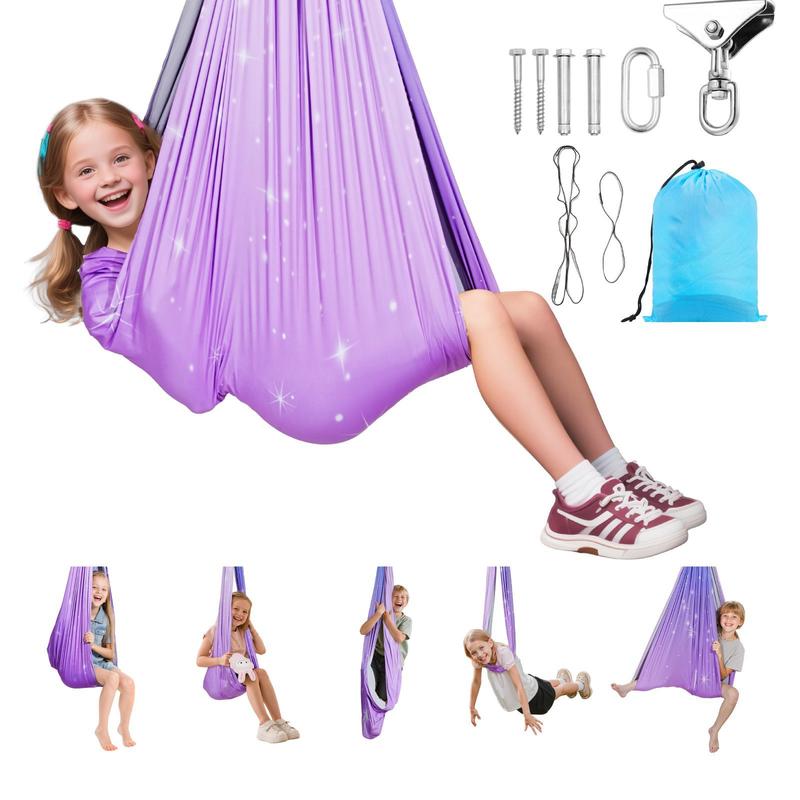Sensory Swing, Double-Layer Fa - مراجعة Kids Outdoor Hammock Swing وسعره
