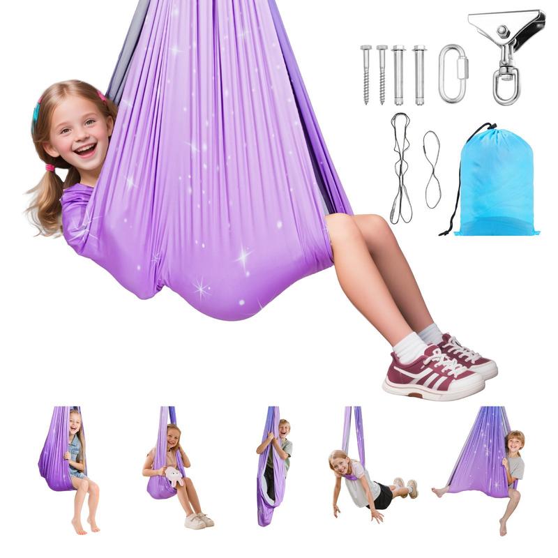 Sensory Swing, Double-Layer Fa - مراجعة Kids Outdoor Hammock Swing وسعره