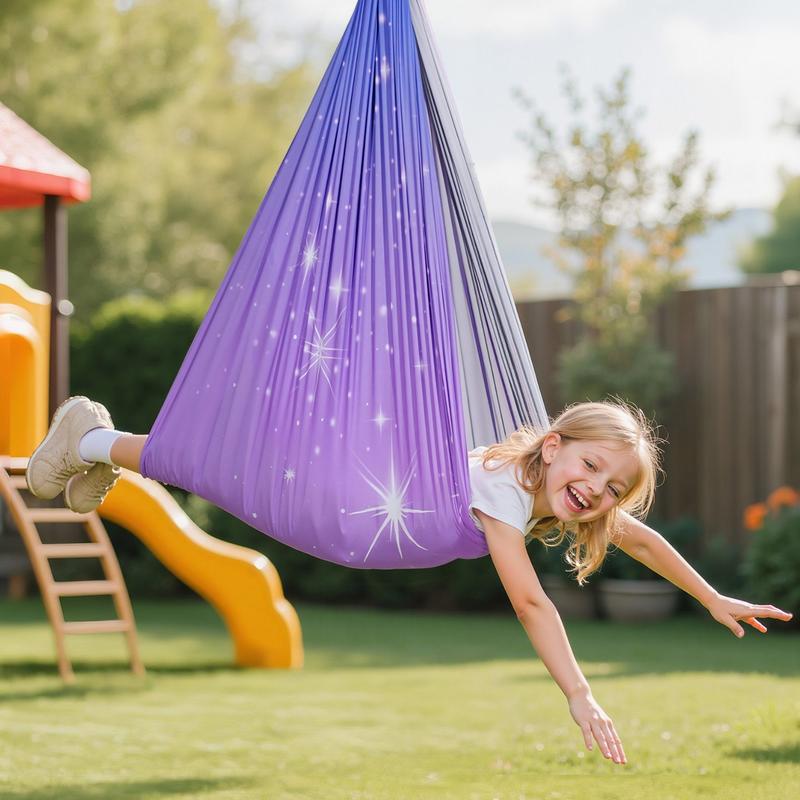 Sensory Swing, Double-Layer Fa - مراجعة Kids Outdoor Hammock Swing وسعره
