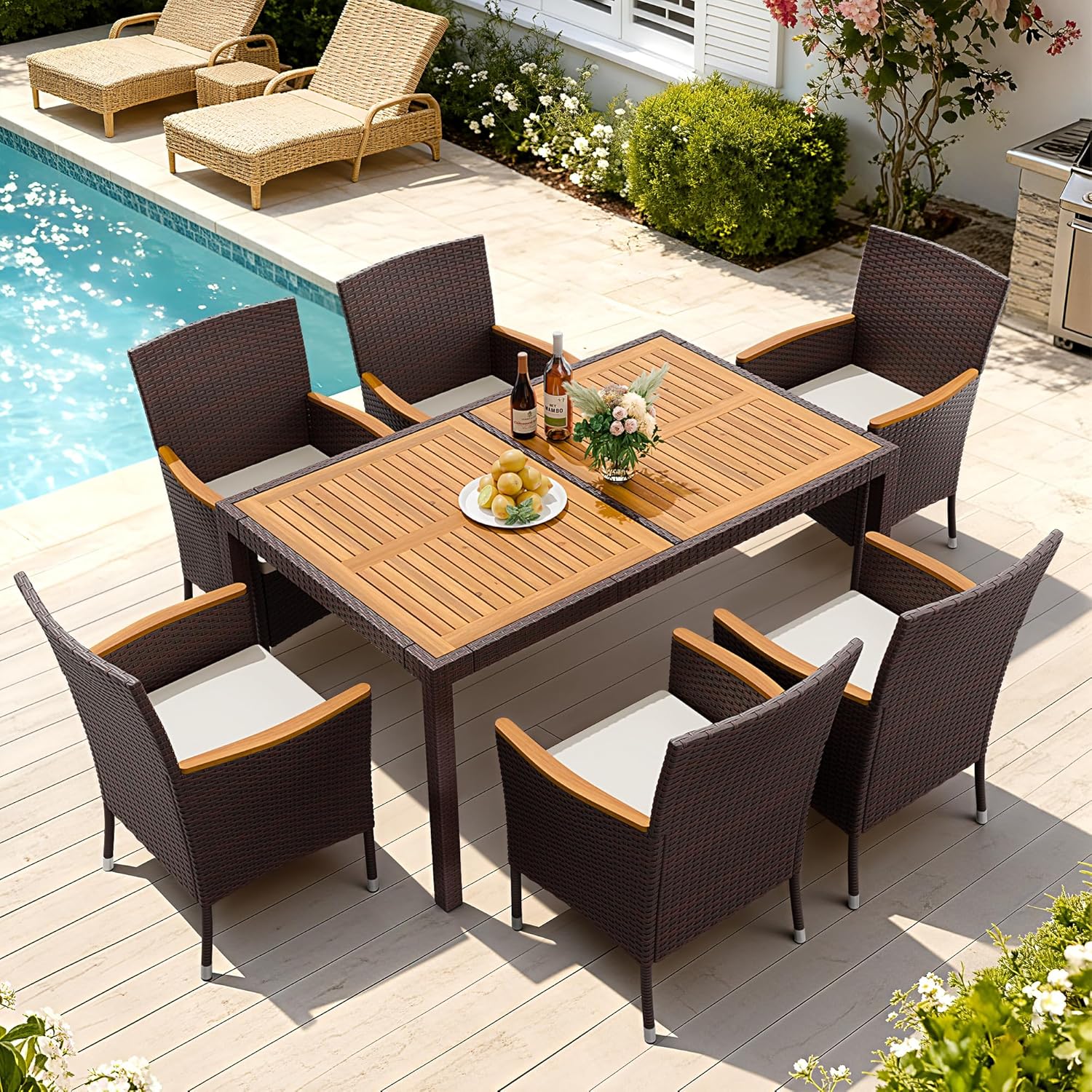 7 Piece Patio Dining Set Acaci - مراجعة Kids Outdoor Dining Table وسعره