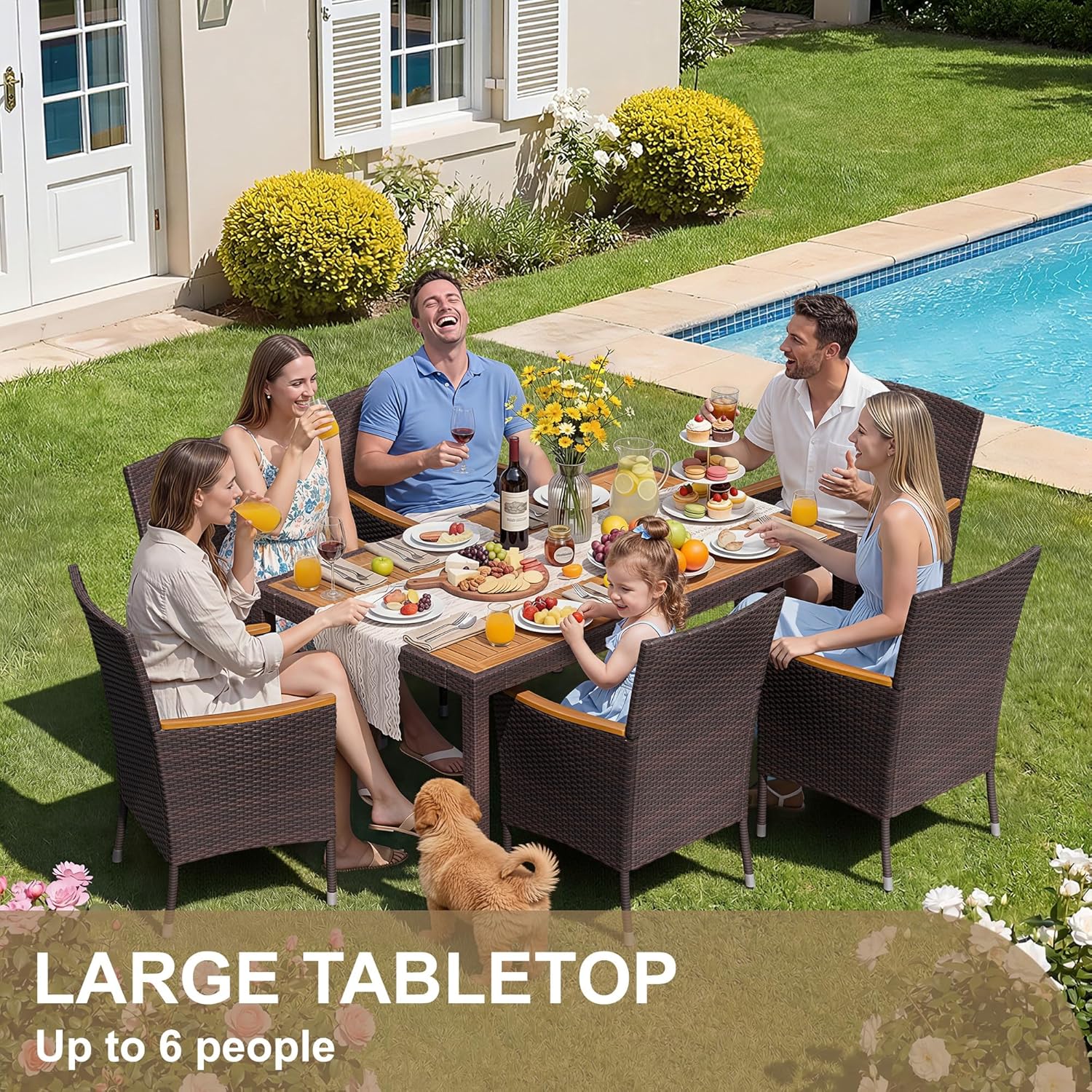 7 Piece Patio Dining Set Acaci - مراجعة Kids Outdoor Dining Table وسعره
