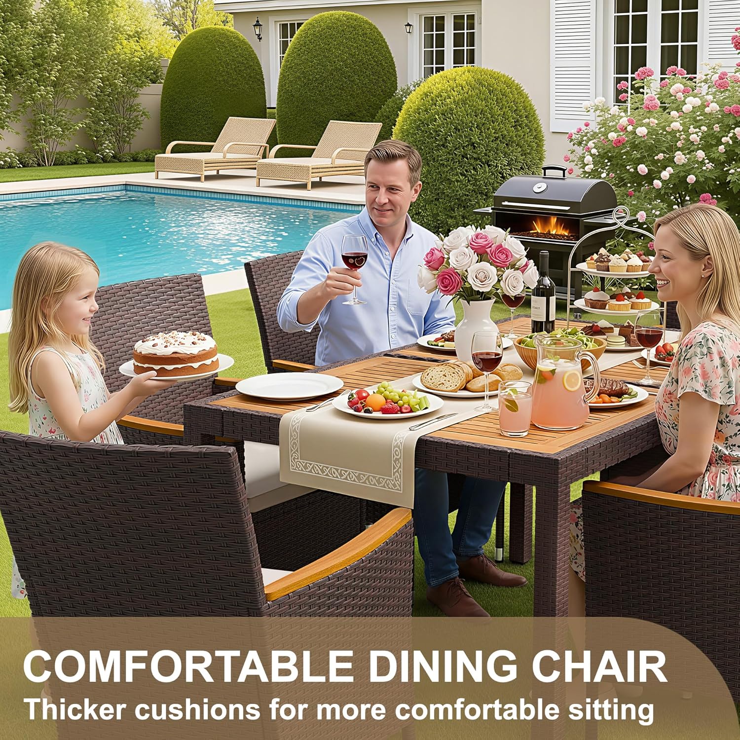 7 Piece Patio Dining Set Acaci - مراجعة Kids Outdoor Dining Table وسعره