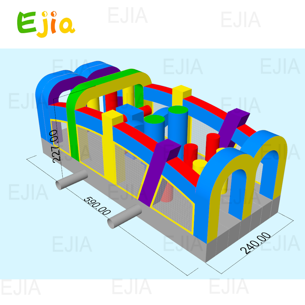 Commercial 19.5ft Inflatable O - مراجعة Kids Outdoor Obstacle Course Equipment وسعره