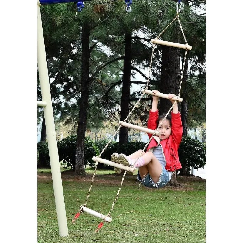 Children Climbing Rope Ladder  - مراجعة Kids Outdoor Swing And Slide وسعره