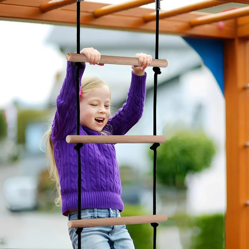 Children Climbing Rope Ladder  - مراجعة Kids Outdoor Swing And Slide وسعره