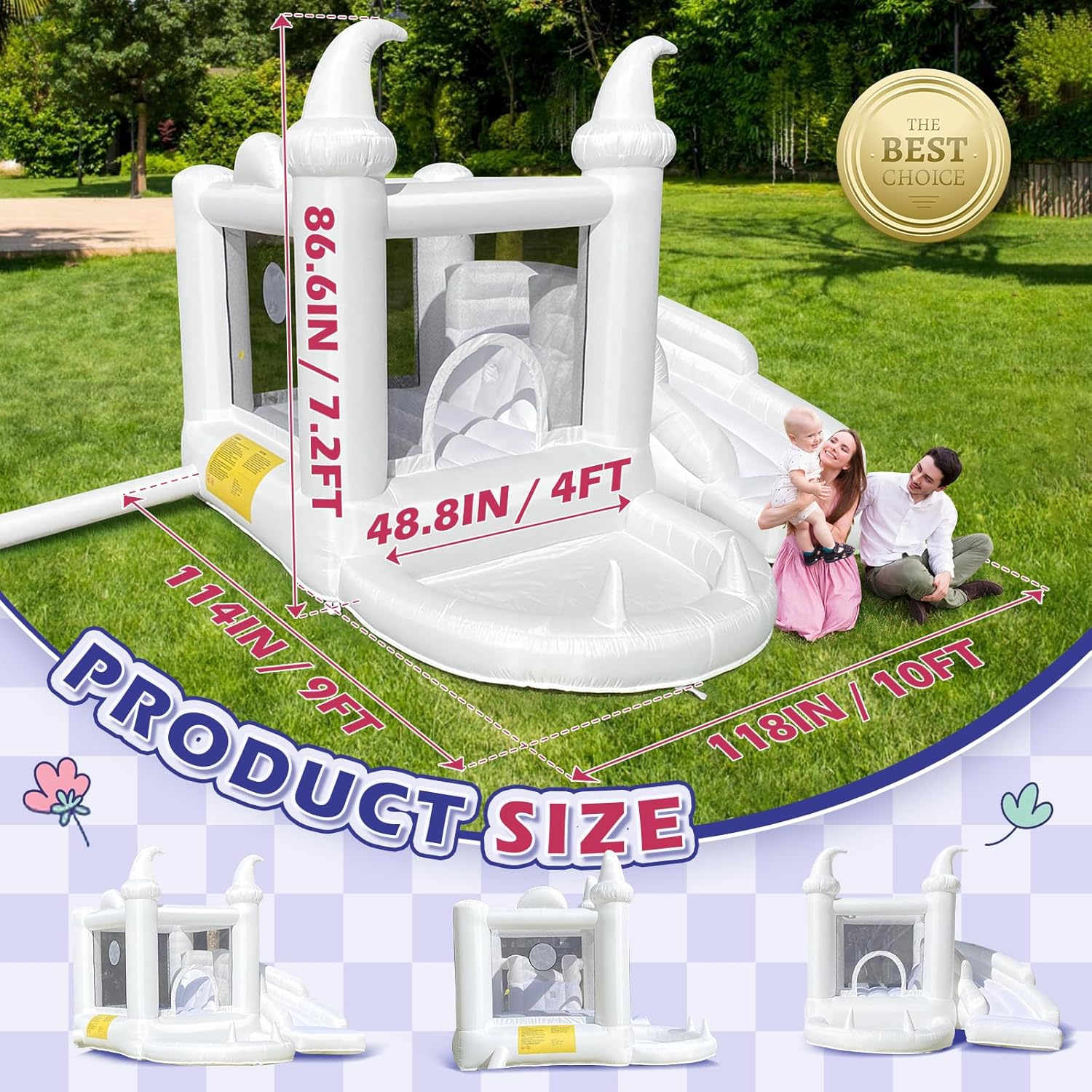 White Inflatable Bouncy Castle - مراجعة Kids Outdoor Play وسعره