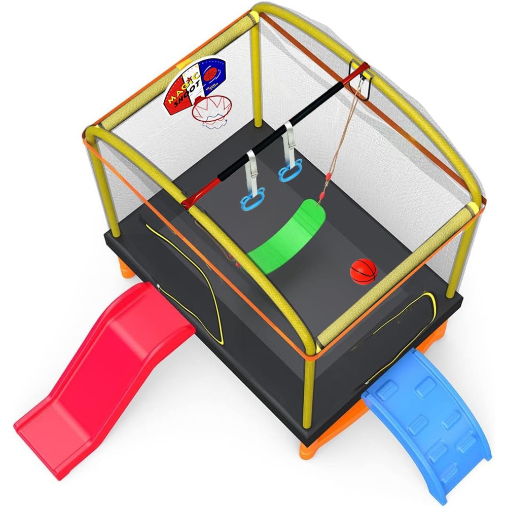 6.5Ft 7-in-1 Rectangle Trampol - مراجعة Kids Outdoor Swing And Slide وسعره
