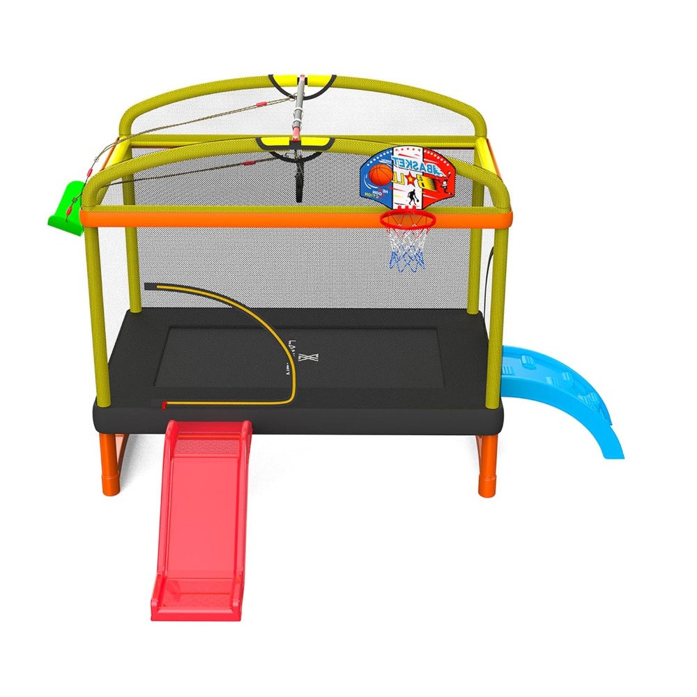 6.5Ft 7-in-1 Rectangle Trampol - مراجعة Kids Outdoor Swing And Slide وسعره